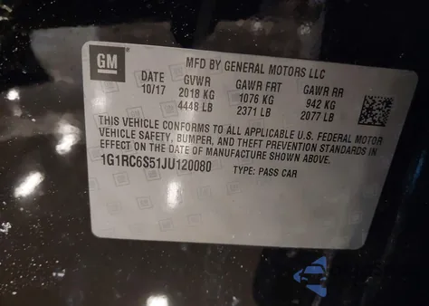 2018 Chevrolet Volt Lt z USA, uszkodzony, nr VIN 1G1RC6S51JU120080